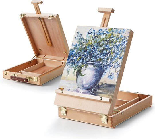 ARTIFY ART SUPPLIES; ARTIFY Adjustable Beechwood Tabletop Painting Easel, Table Sketch Box Easel, Desktop Artist Easel for Drawing (Easel Box); Category:Easels; Image:1